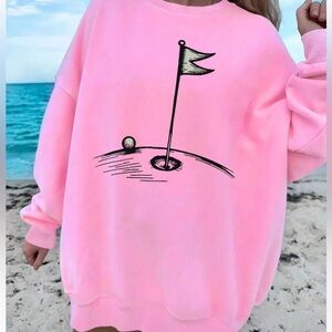 HOLE IN ONE GOLF BUBBLEGUM CREWNECK! Adorable!!! XL